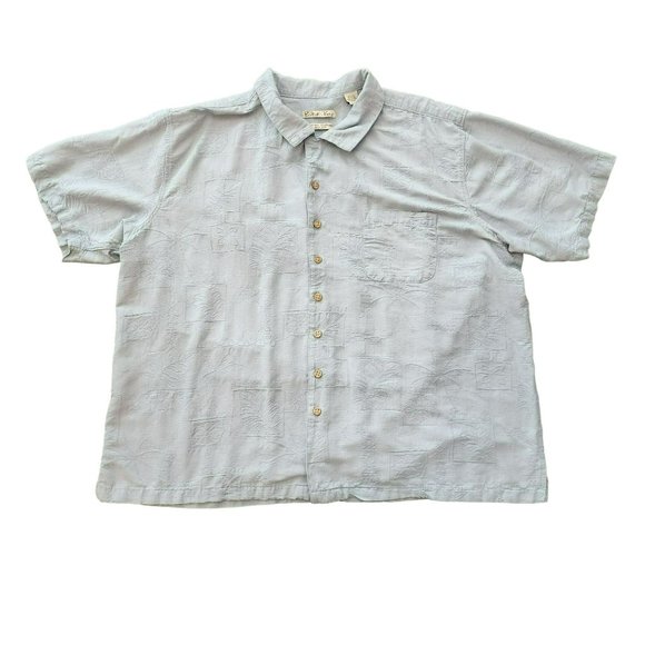 Batik Bay Silk Button Shirt Size 3XB Blue - Picture 1 of 15